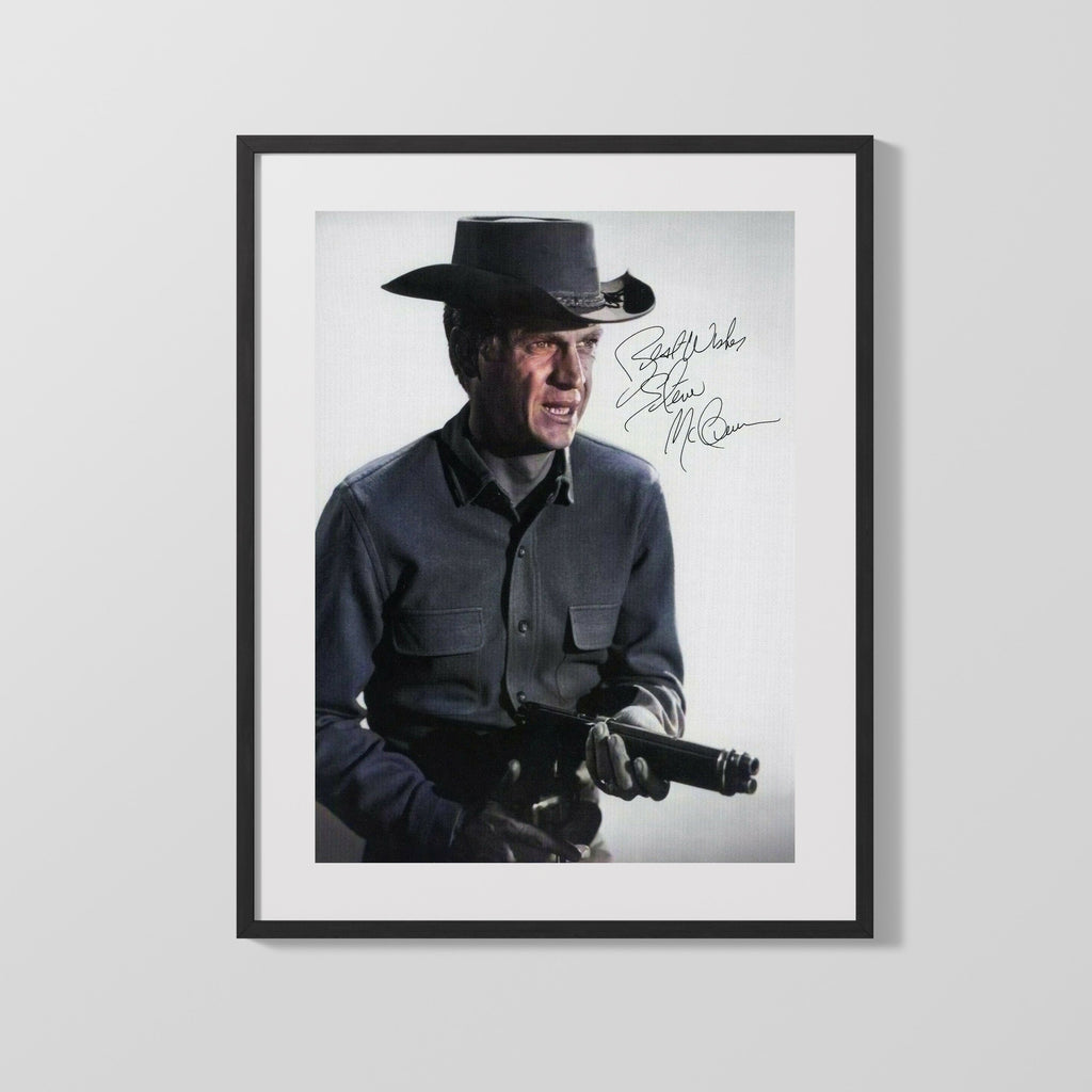Movie Autograph Print - Steve McQueen - Cowboy Cool Movies FSPrints Gallery Frame 16x20