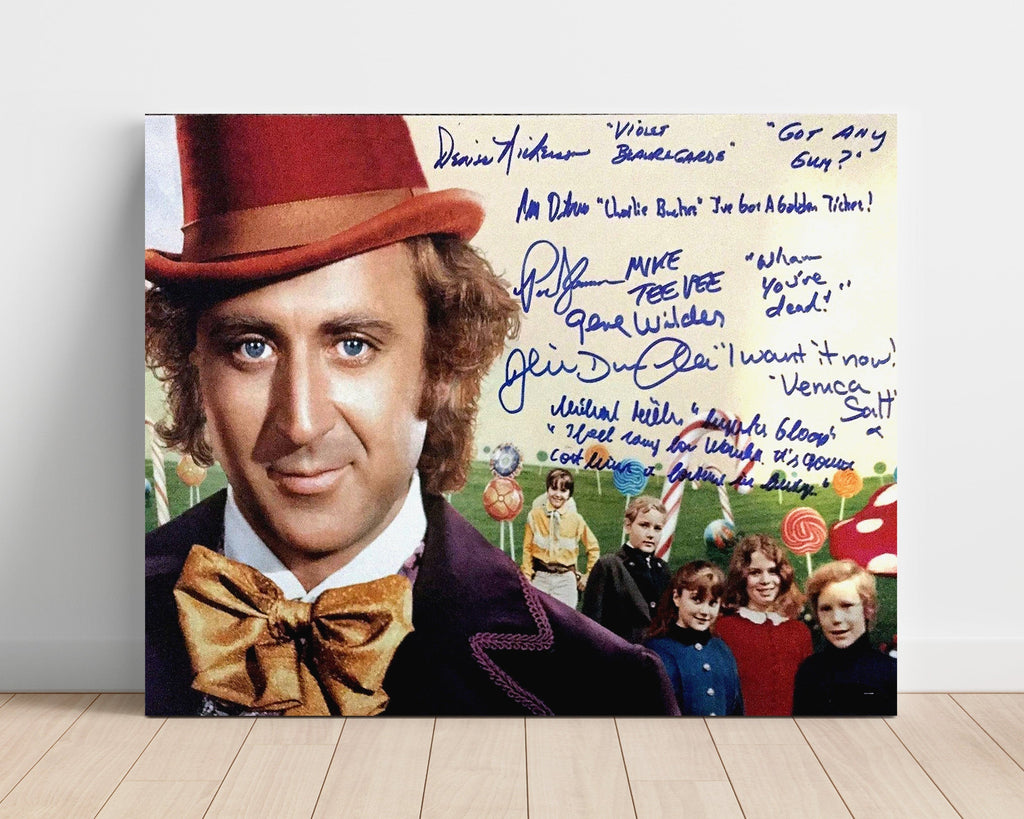 Movie Autograph Print Unframed - Willy Wonka and the Chocolate Factory - Gene Wilder and Cast - Golden ticket gang Movies Unframed FSPrints Poster 16x20