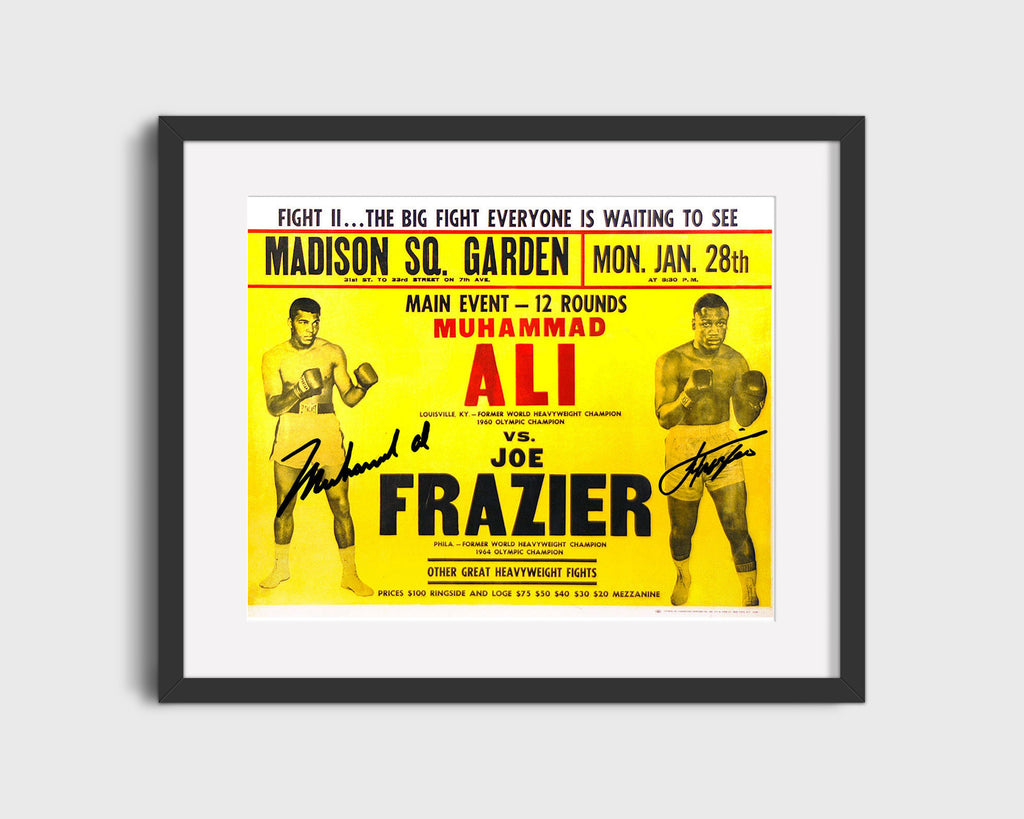 Muhammad Ali Autograph Print - Ali vs Frazier Fight Poster - Clash of the Titans Boxing FSPrints Gallery Frame 16x20