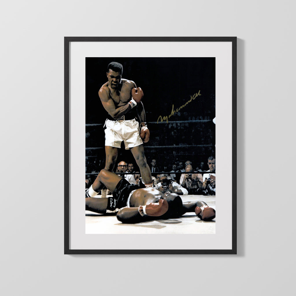 Muhammad Ali Autograph Print - Ali vs Frazier Knockout - Down Goes Frazier Boxing FSPrints Gallery Frame 16x20
