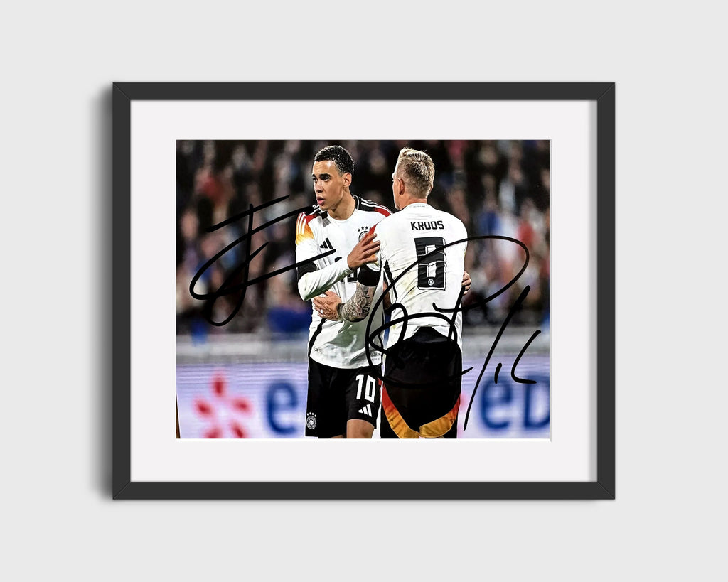 Musiala and Kroos Germany Autograph Print - Midfield Maestros Soccer FramedSportPrints Gallery Frame 16x20