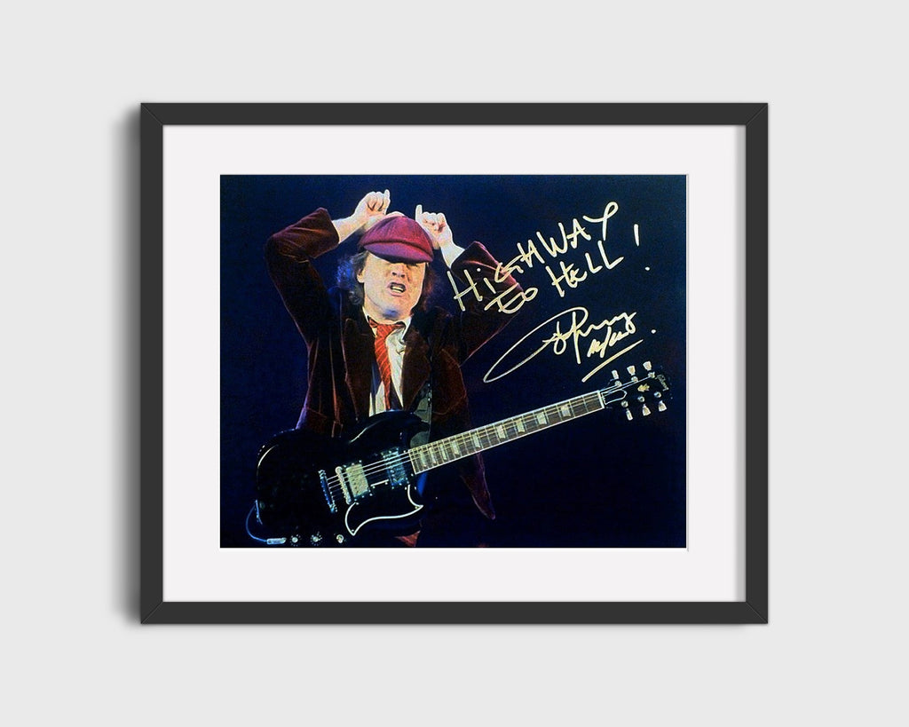Music Autograph Photo - Angus Young - Highway to Hell Pose Music Vintage Framed Prints Gallery Frame 16x20