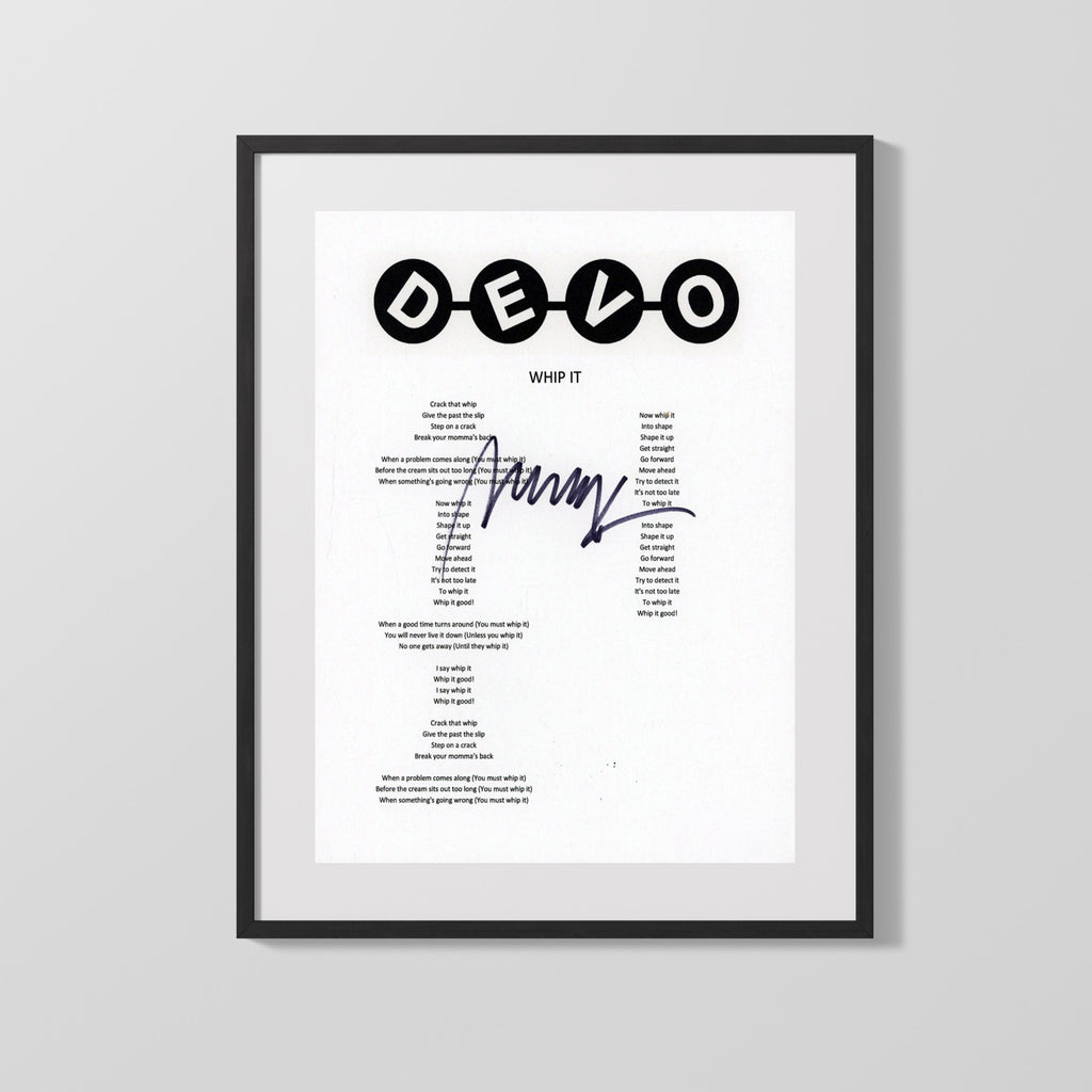 Music Autograph Photo - Devo - Whip It Signed Lyrics Music Vintage Framed Prints Gallery Frame 16x20