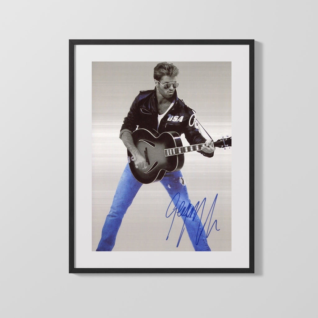 Music Autograph Photo - George Michael - Faith in Blue Jeans Music Vintage Framed Prints Gallery Frame 16x20