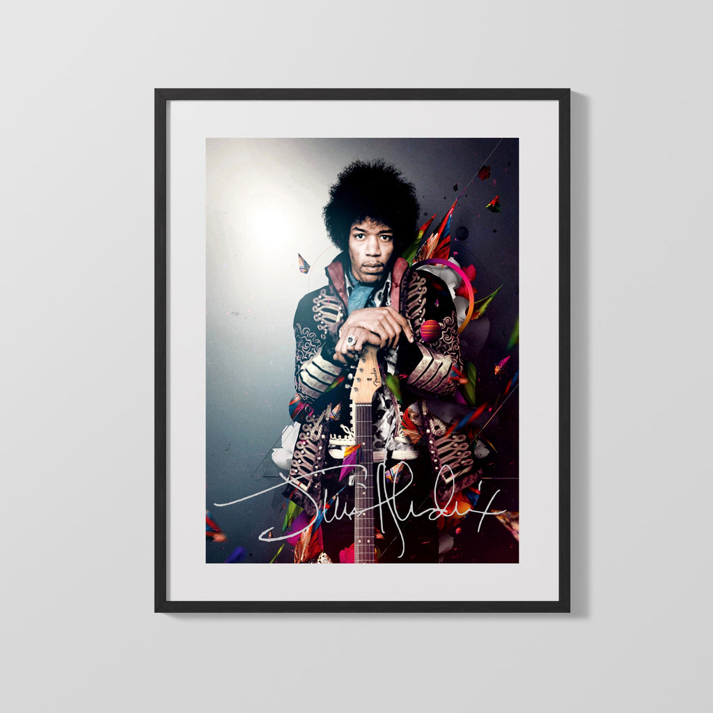 Music Autograph Photo - Jimi Hendrix - Hat and Strat Cool Music Vintage Framed Prints Gallery Frame 16x20