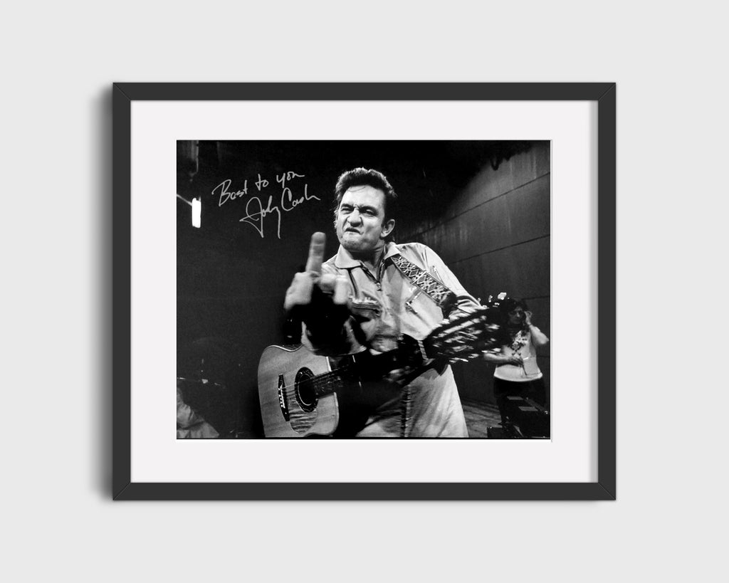 Music Autograph Photo - Johnny Cash - Outlaw Stare Music Vintage Framed Prints Gallery Frame 16x20