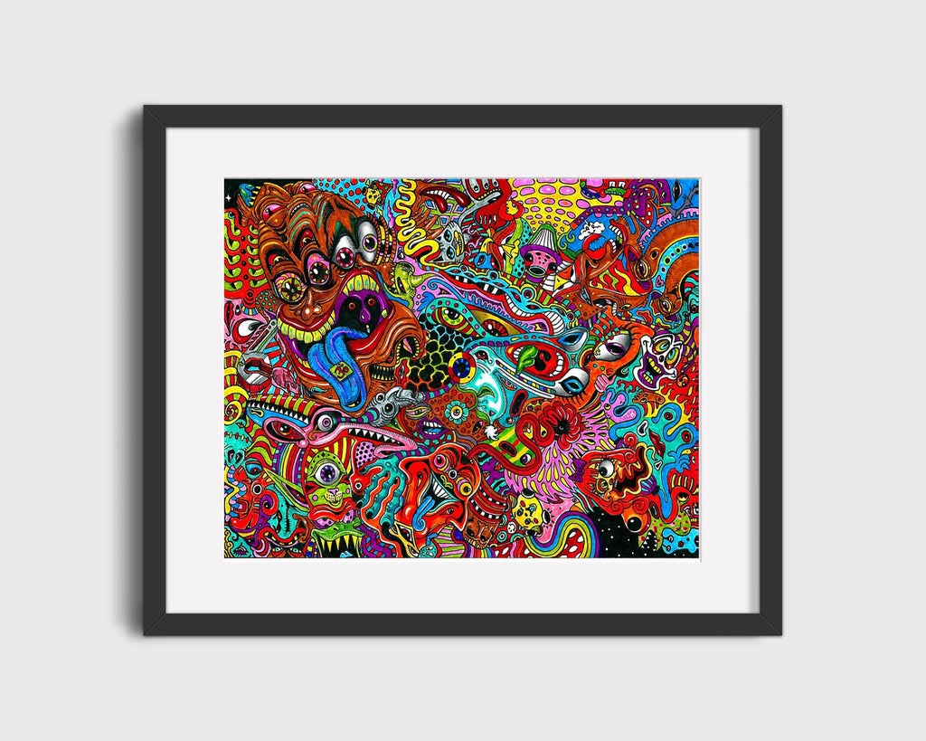Music Autograph Photo - Psychedelic Art - Eye Popping Chaos Music Vintage Framed Prints Gallery Frame 16x20