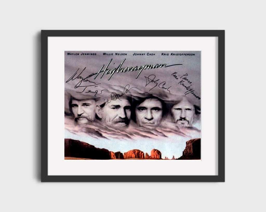 Music Autograph Photo - The Highwaymen - Legends Riding the Clouds Music Vintage Framed Prints Gallery Frame 16x20