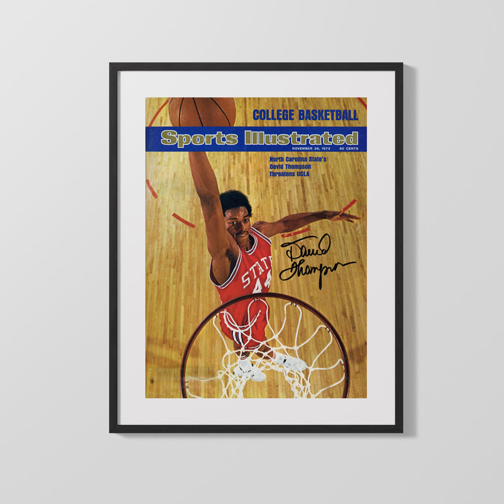 NC State Autograph SI Print - David Thompson Sky Jam - Air Pack College FSPrints Gallery Frame 16x20