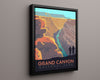 National Parks Poster - Grand Canyon - Sunset Silhouettes National Parks Vintage Framed Prints Floating Canvas 16x20