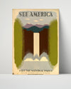 National Parks Poster - Waterfalls - Natures Curtain Call National Parks Vintage Framed Prints Poster 16x20