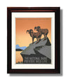 National Parks Poster - Wildlife - Rams on the Rocks National Parks Vintage Framed Prints Framed 8x10