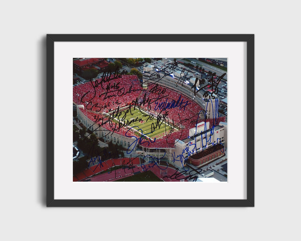 Nebraska Autograph Print - Memorial Stadium Legends - Sea of Red Signed in Ink College FSPrints Gallery Frame 16x20