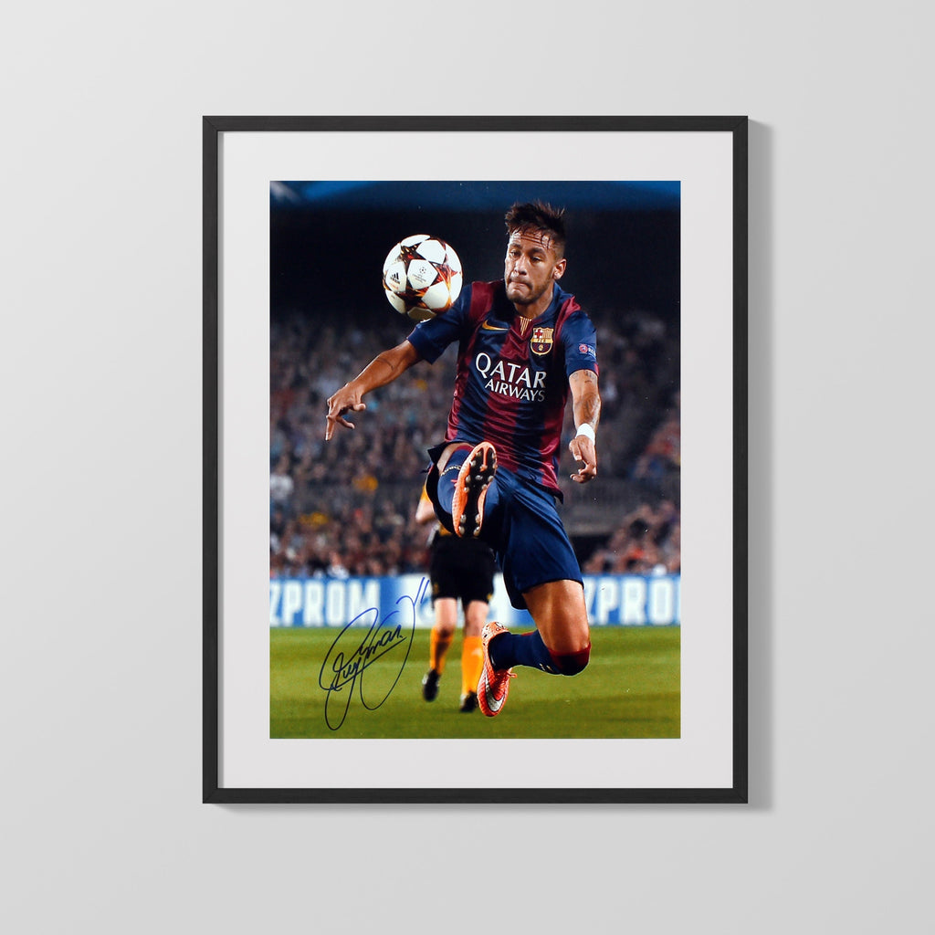 Neymar Autograph Print - Barcelona - Airborne Control Soccer FramedSportPrints Gallery Frame 16x20