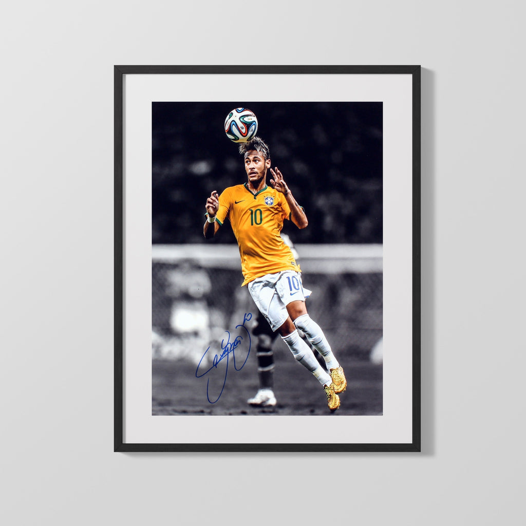 Neymar Autograph Print - Brazil - Header Power Soccer FramedSportPrints Gallery Frame 16x20