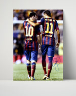 Unframed Neymar & Messi - Barcelona Teammates Autograph Poster Print Unframed Print - Soccer FSP - Unframed