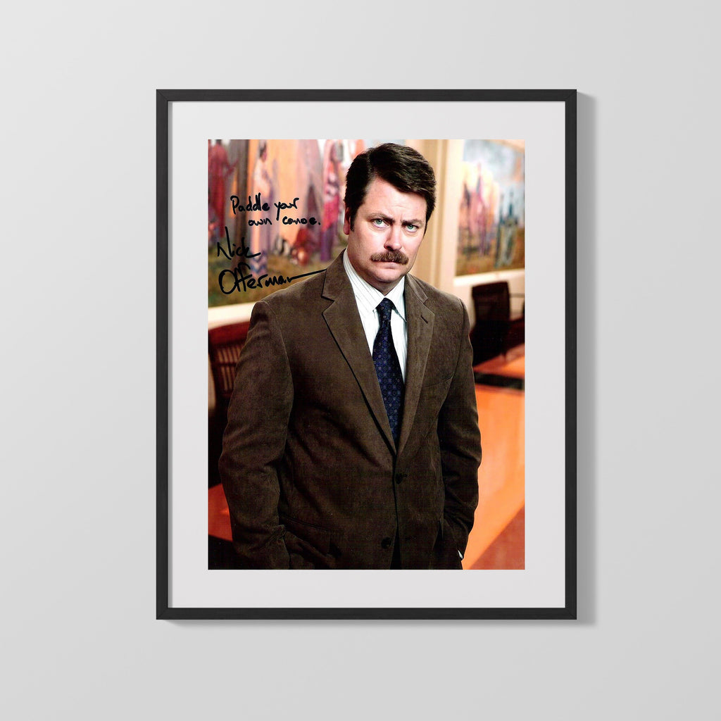 Nick Offerman - Parks and Recreation - Ron Swanson Quote Autograph Print Television Vintage Framed Prints Gallery Frame 16x20