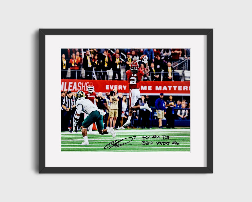 Oklahoma Autograph Print - CeeDee Lamb Stat Sheet - Sooner Star College FSPrints Gallery Frame 16x20