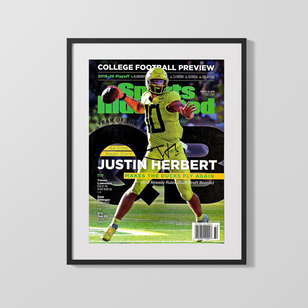 Oregon Autograph Print - Justin Herbert - Duck Launcher College FSPrints Gallery Frame 16x20