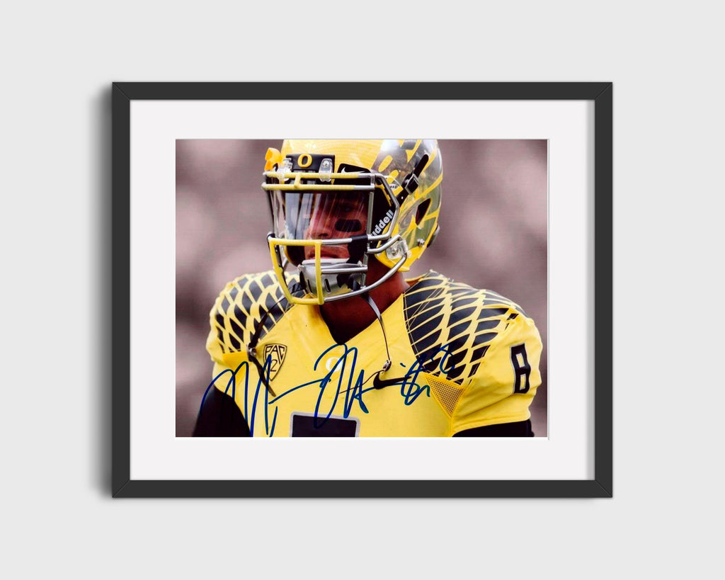 Oregon Autograph Print - Marcus Mariota Yellow Jersey - Duck Speed College FSPrints Gallery Frame 16x20
