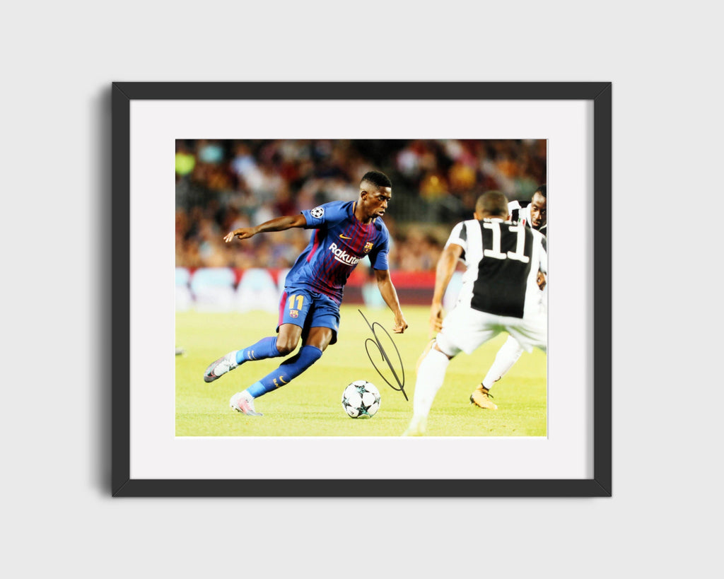 Ousmane Dembele - Barcelona - Dribble Move Soccer FramedSportPrints Gallery Frame 16x20