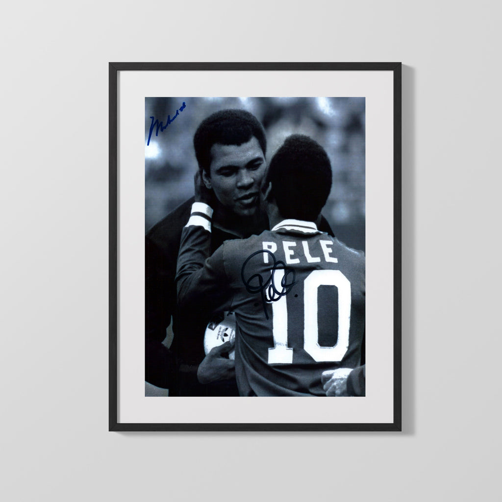 Pele and Muhammad Ali Autograph Print - Legends Unite Soccer FramedSportPrints Gallery Frame 16x20