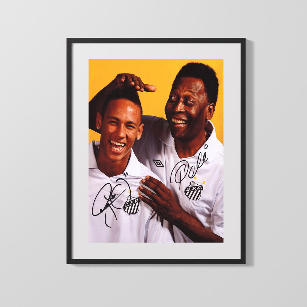 Pele and Neymar Autograph Print - Santos FC - Generations Soccer FramedSportPrints Gallery Frame 16x20