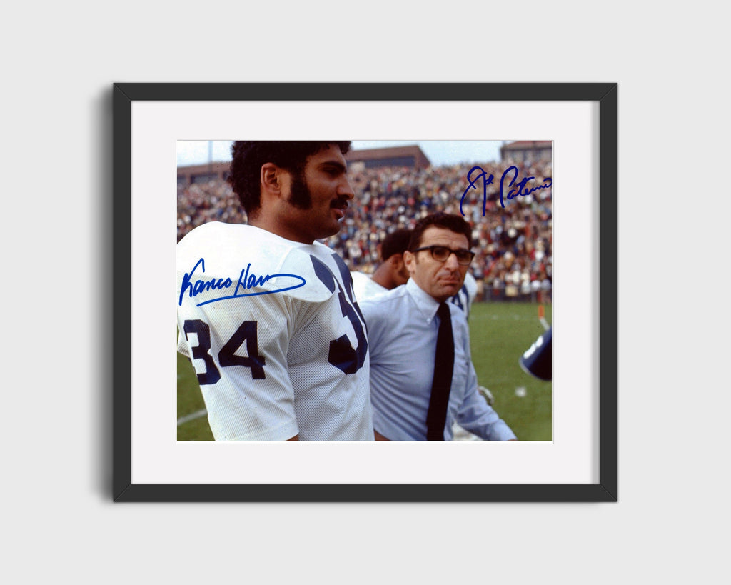 Penn State Autograph Print - Franco Harris & Joe Paterno - Sideline Legacy College FSPrints Gallery Frame 16x20