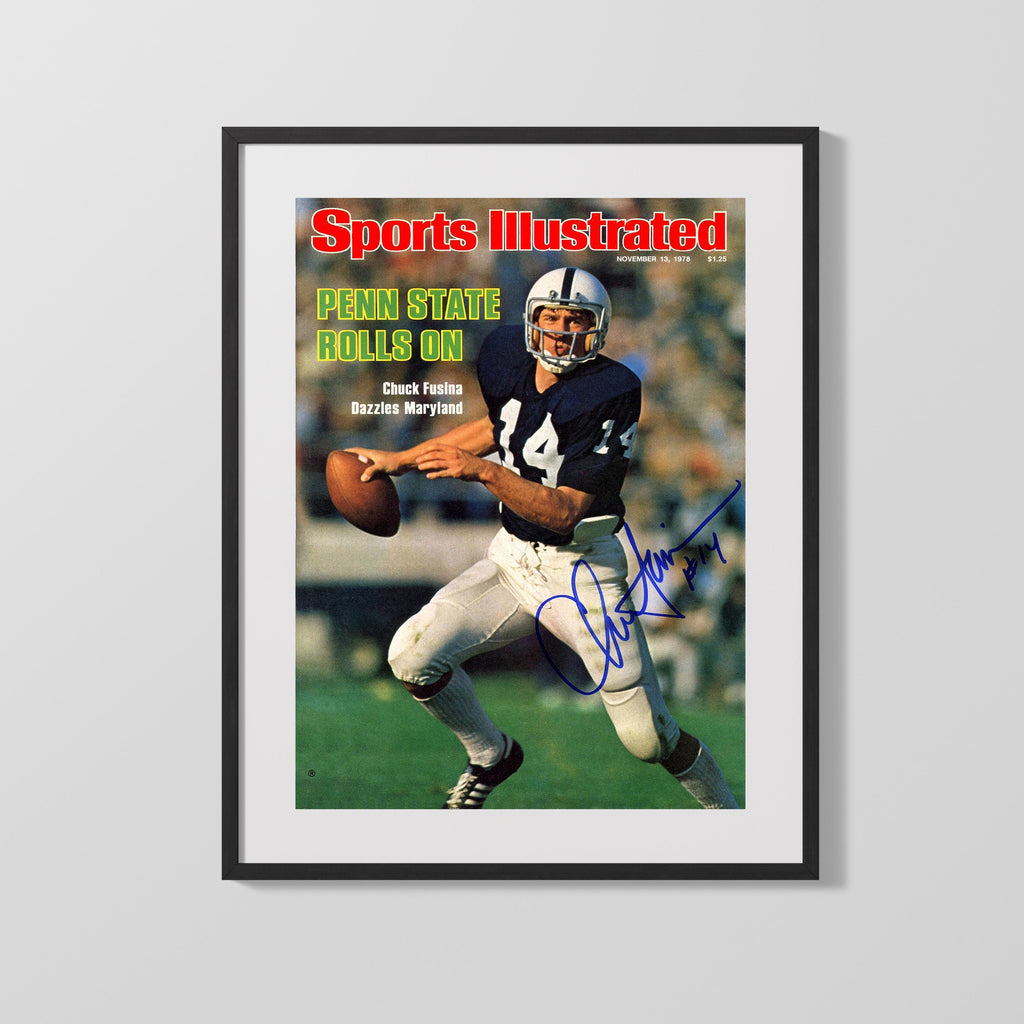 Penn State Autograph SI Print - Chuck Fusina - Rolls On College FSPrints Gallery Frame 16x20