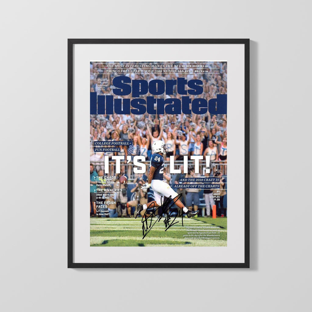 Penn State Autograph SI Print - Miles Sanders - Its Lit College FSPrints Gallery Frame 16x20