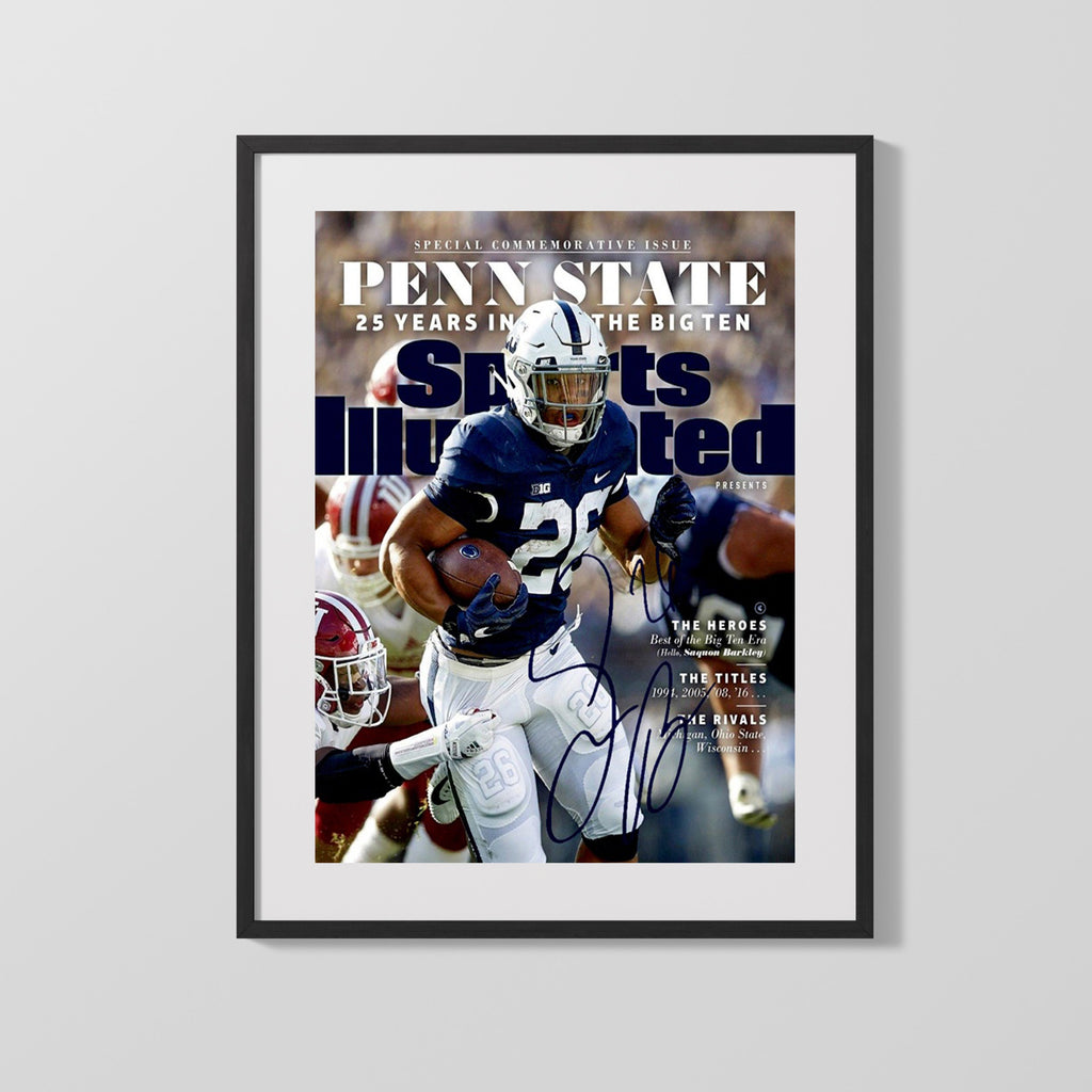 Penn State Autograph SI Print - Saquon Barkley - Lion King College FSPrints Gallery Frame 16x20