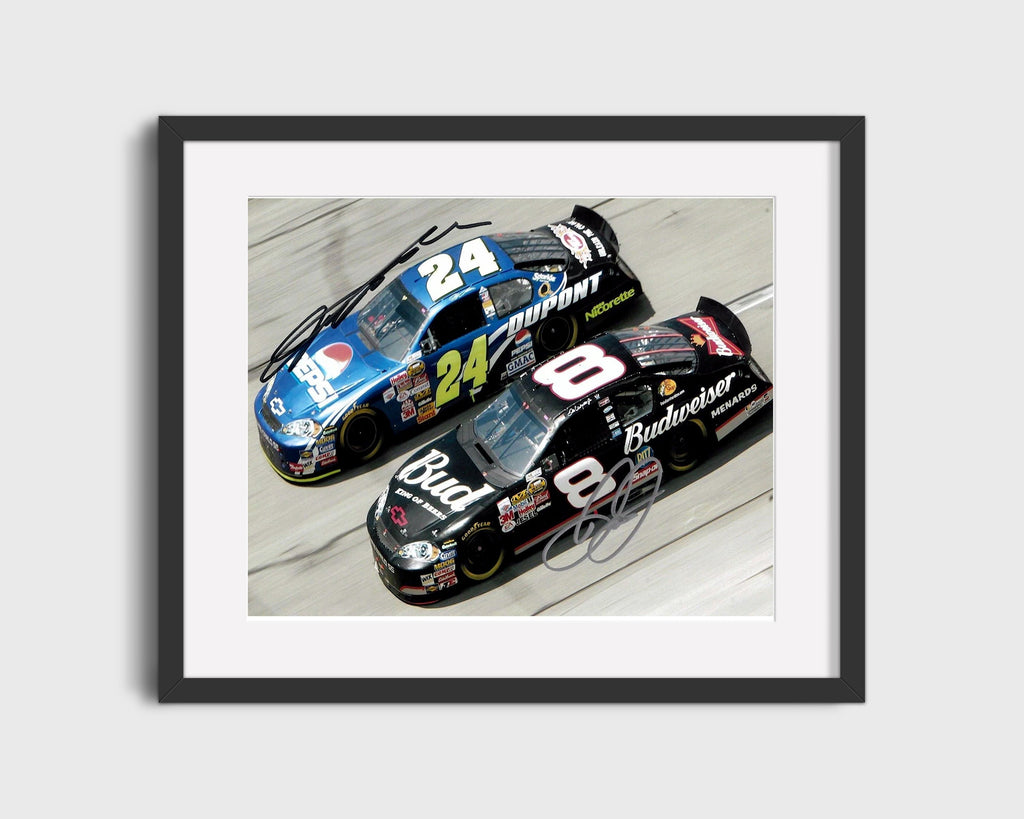 Racing Autograph Print - Jeff Gordon and Dale Earnhardt - Daytona 500 Fight Racing FSPrints Gallery Frame 16x20