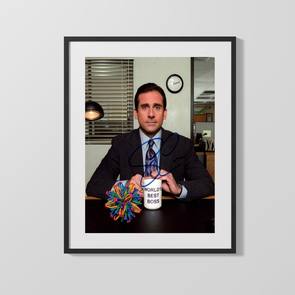 Steve Carell - The Office - Worlds Best Boss Autograph Print Television Vintage Framed Prints Gallery Frame 16x20