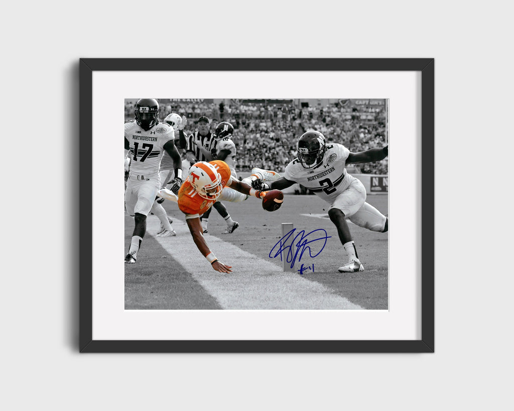 Tennessee Autograph Print - Josh Dobbs Pylon Dive - Pylon fly College FSPrints Gallery Frame 16x20