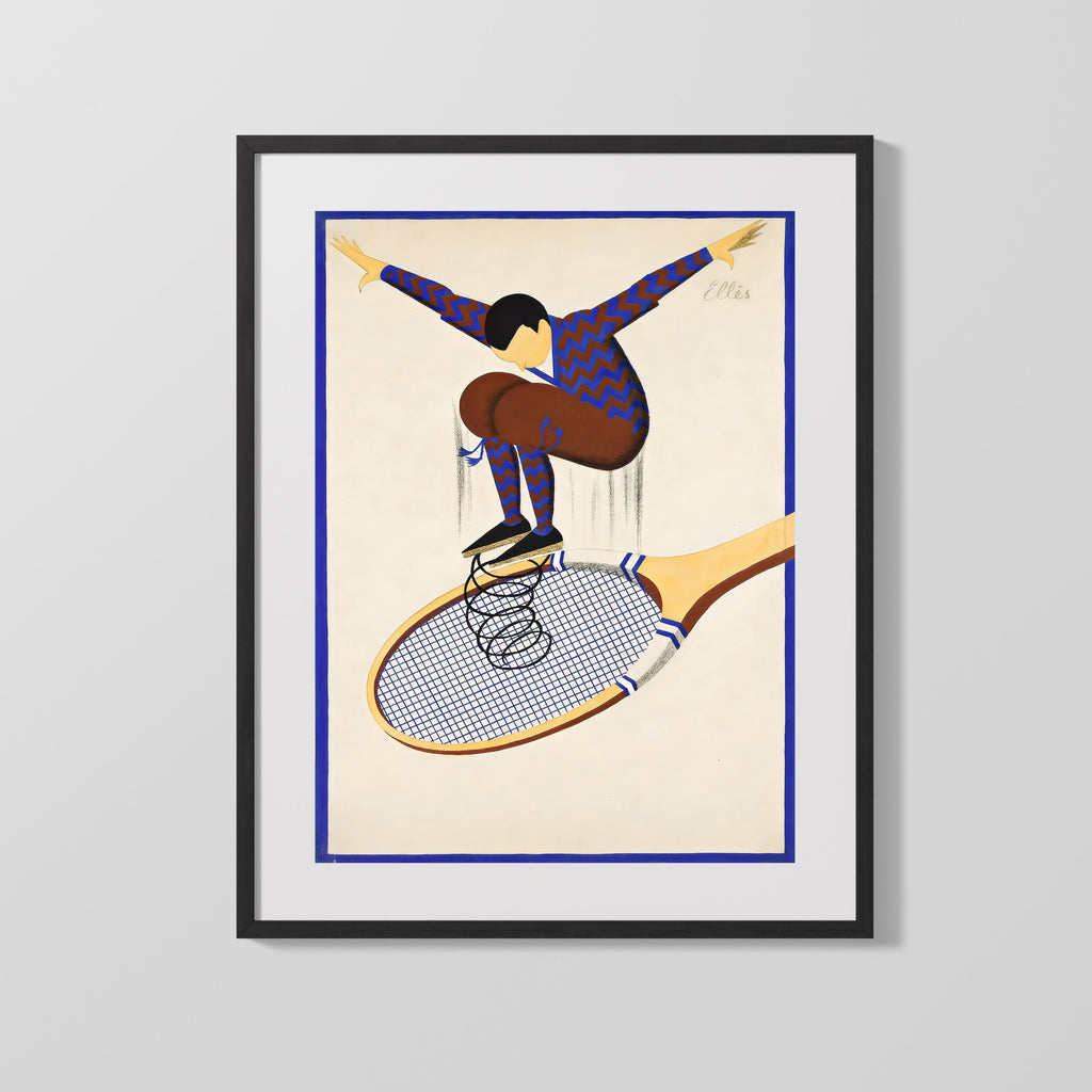 Tennis Poster - Man on Racket - Spring Bounce Tennis FSPrints Gallery Frame 16x20