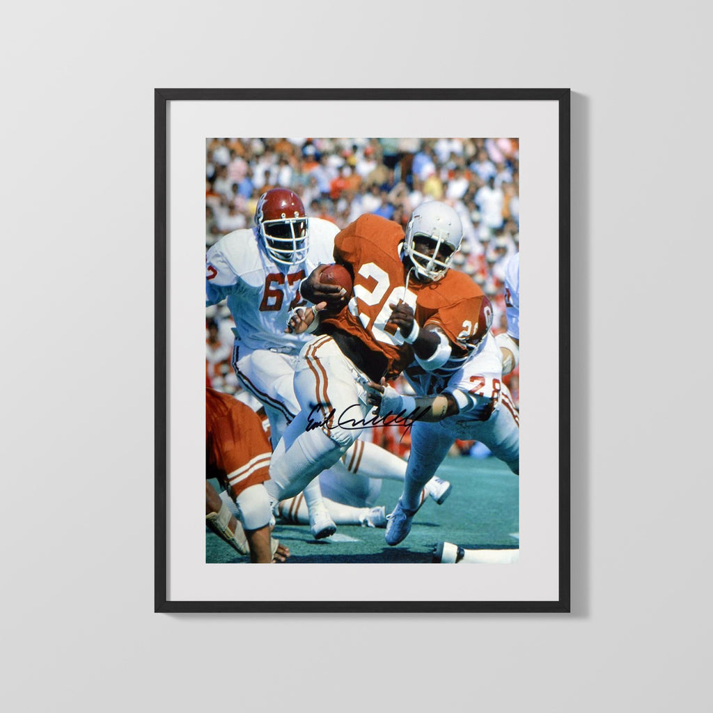 Texas Autograph Print - Earl Campbell End Zone - Tyler Rose Runs College FSPrints Gallery Frame 16x20