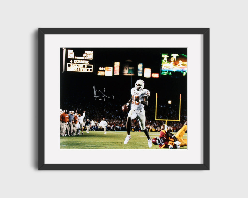 Texas Autograph Print - Vince Young - Trojans Toppled College FSPrints Gallery Frame 16x20