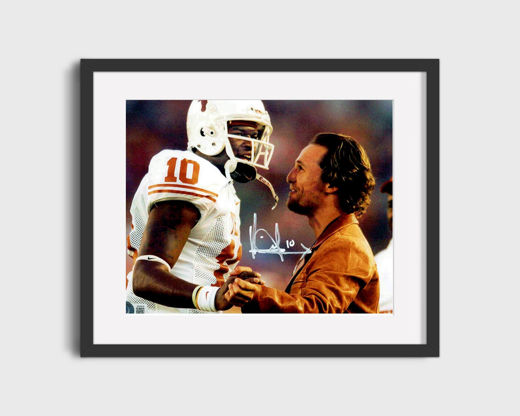 Texas Autograph Print - Vince Young & McConaughey College FSPrints Gallery Frame 16x20