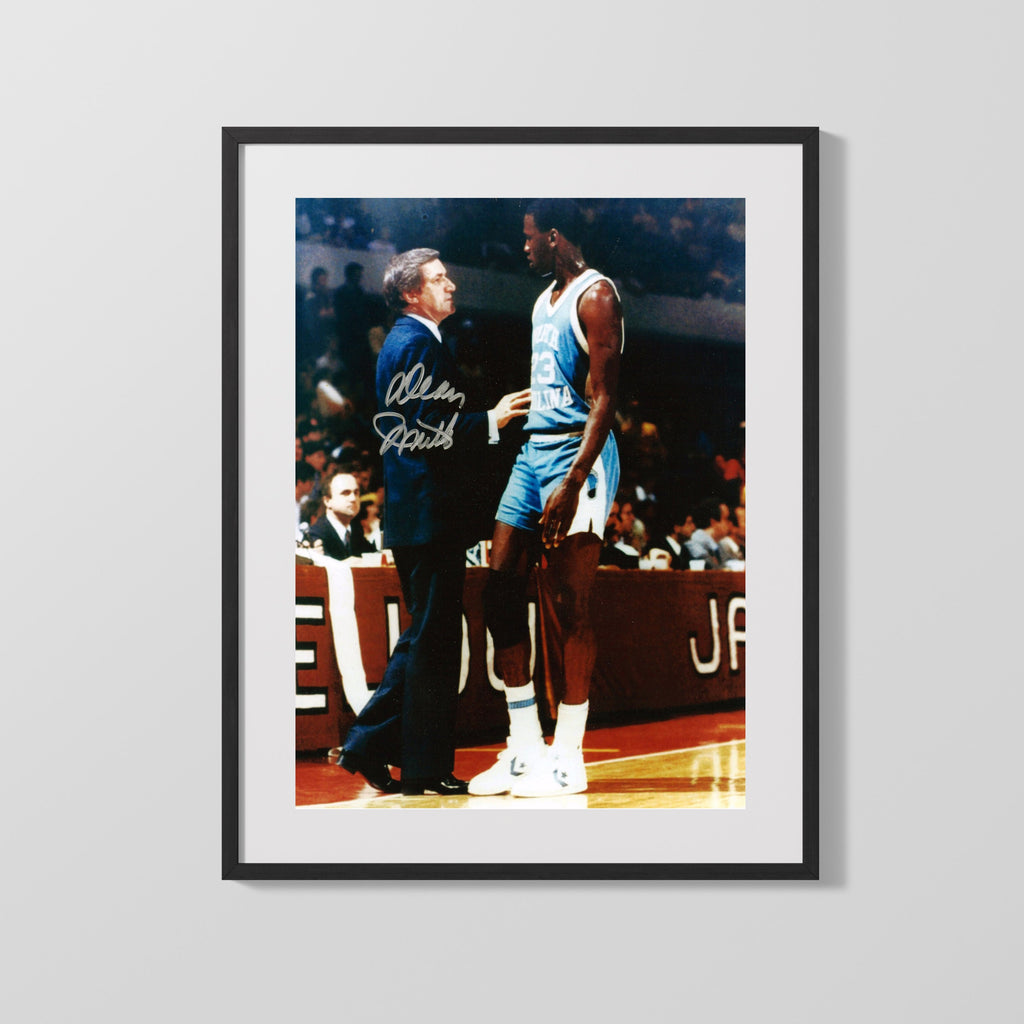 North Carolina Autograph Print - Jordan with Dean Smith College FSPrints Gallery Frame 16x20