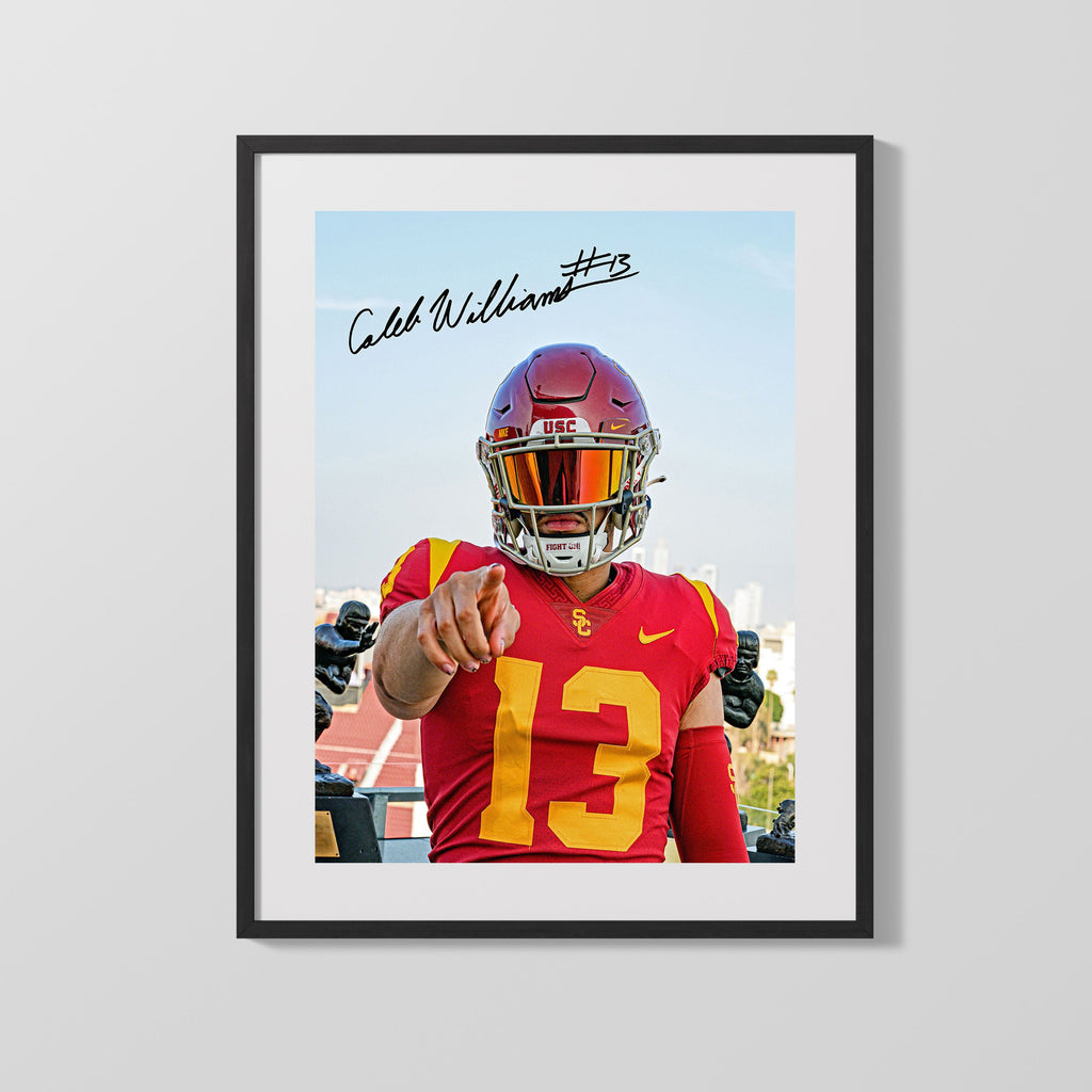 USC Autograph Print - Caleb Williams Heisman Pose - Fight On Future College FSPrints Gallery Frame 16x20