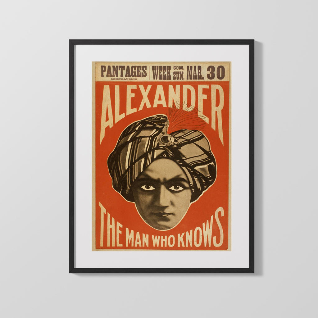 Vintage Magic Poster - Alexander - The Man Who Knows Magic Vintage Framed Prints Gallery Frame 16x20