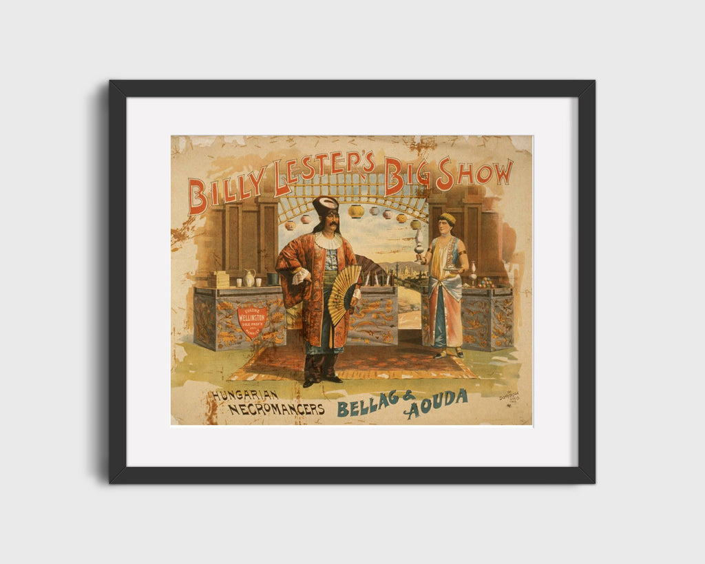 Vintage Magic Poster - Billy Lester - Hungarian Necromancers Magic Vintage Framed Prints Gallery Frame 16x20