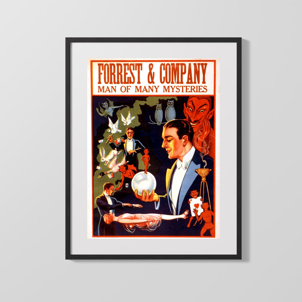 Vintage Magic Poster - Forrest - Man of Many Mysteries Magic Vintage Framed Prints Gallery Frame 16x20
