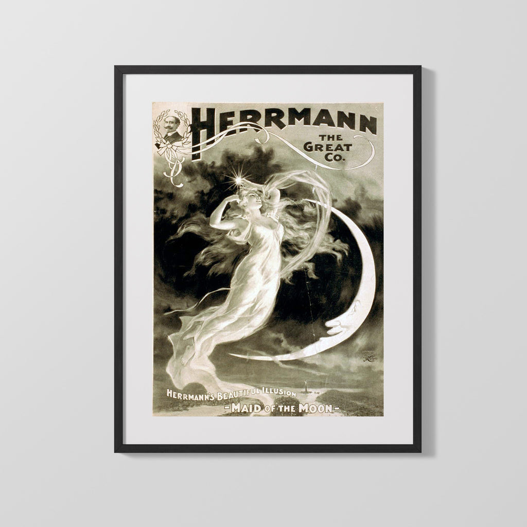 Vintage Magic Poster - Herrmann - Maid of the Moon Magic Vintage Framed Prints Gallery Frame 16x20