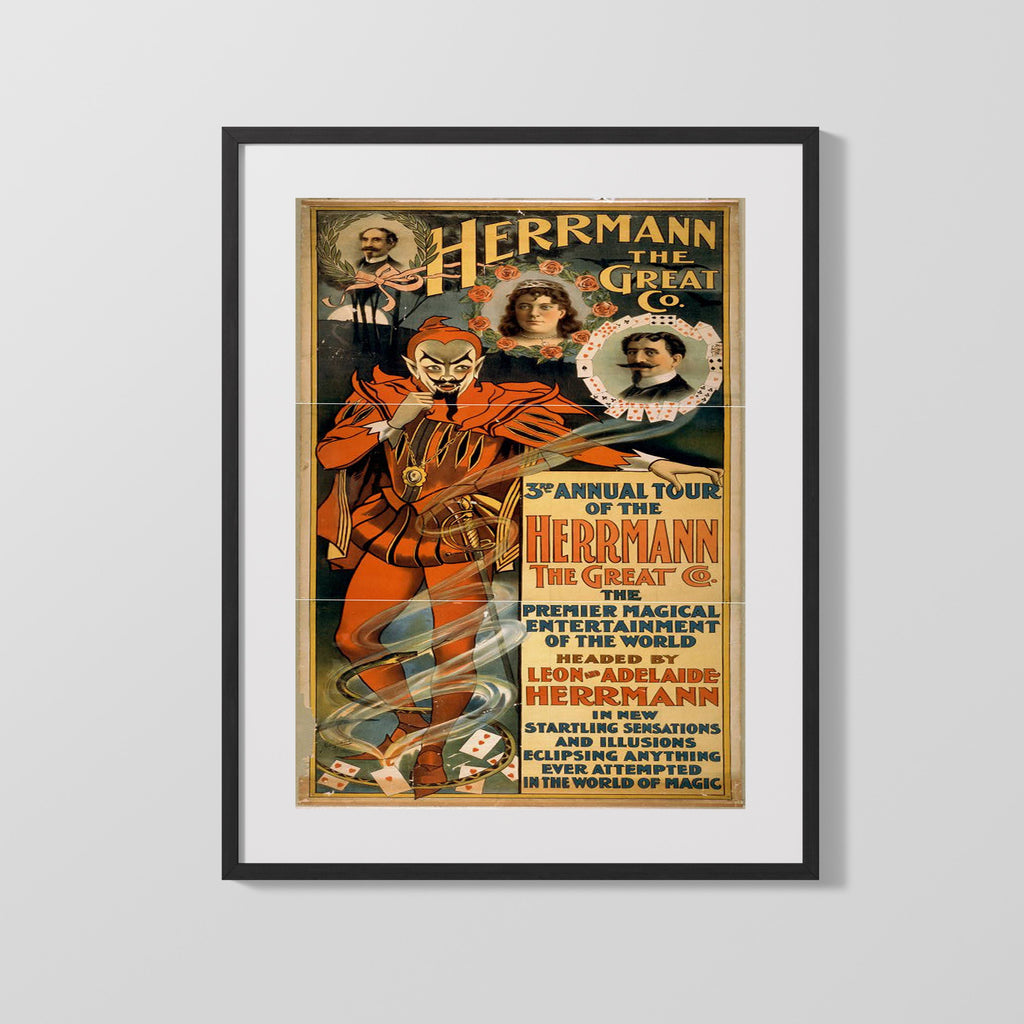 Vintage Magic Poster - Herrmann the Great - 3rd Tour Magic Vintage Framed Prints Gallery Frame 16x20