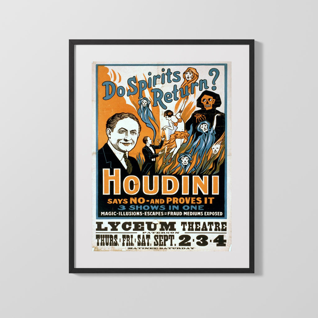 Vintage Magic Poster - Houdini - Spirit Debunker Magic Vintage Framed Prints Gallery Frame 16x20