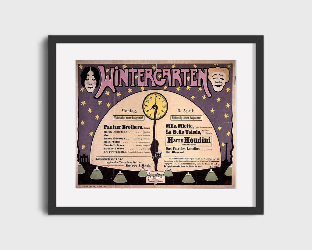 Vintage Magic Poster - Houdini - Wintergarten Theatre Magic Vintage Framed Prints Gallery Frame 16x20