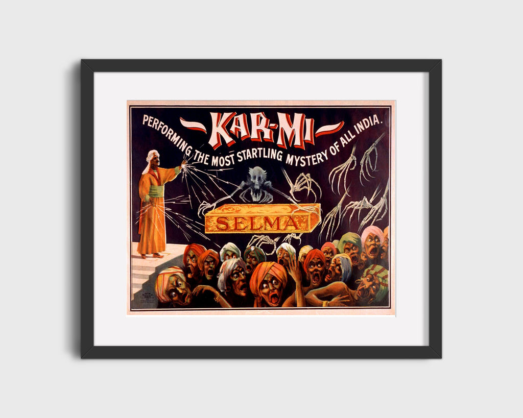 Vintage Magic Poster - Kar-Mi - Startling Mystery of India Magic Vintage Framed Prints Gallery Frame 16x20