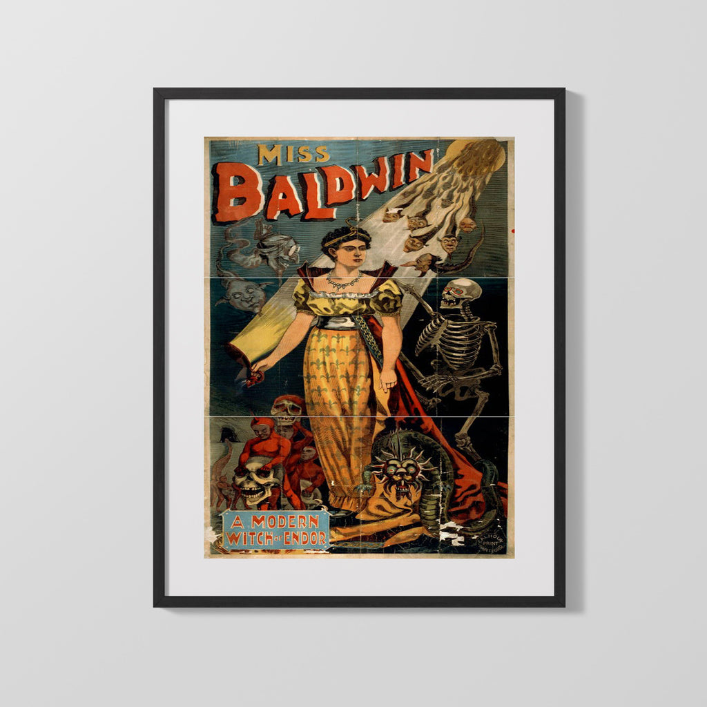 Vintage Magic Poster - Miss Baldwin - Witch of Endor Magic Vintage Framed Prints Gallery Frame 16x20