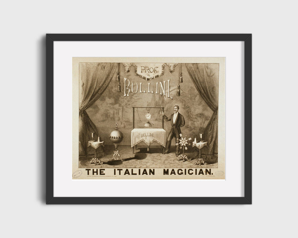 Vintage Magic Poster - Prof Bollini - The Italian Magician Magic Vintage Framed Prints Gallery Frame 16x20